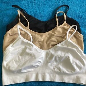 Seamless Black, Tan, and White Bralettes